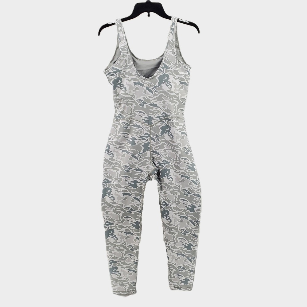 Ethika XL Full Romper Gray Camo Athletic Jumpsuit Bodysuit Scoop Neck Stretch